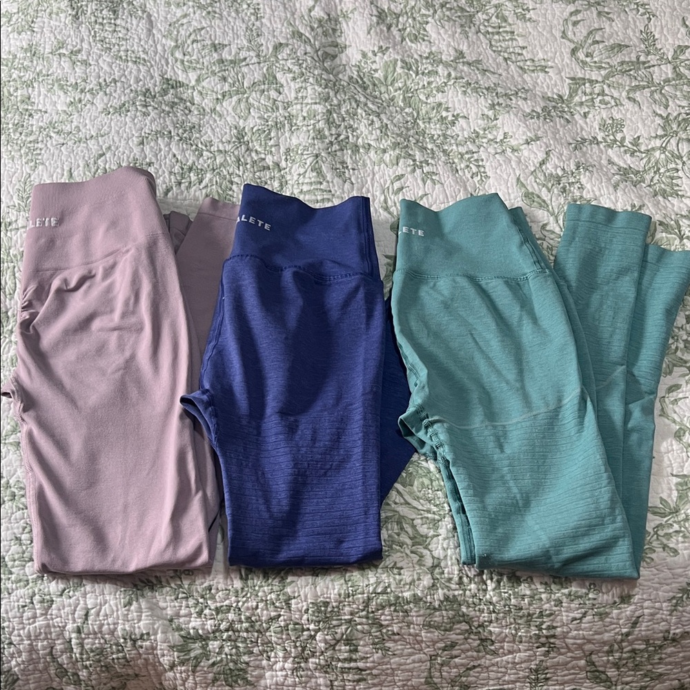 Alphalete Leggings Trio - Lavender, Navy, Aqua